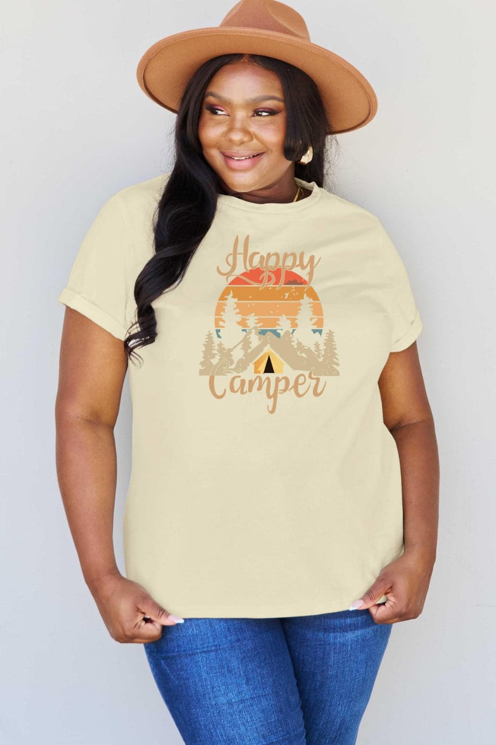 Simply Love Full Size HAPPY CAMPER Graphic T-Shirt.