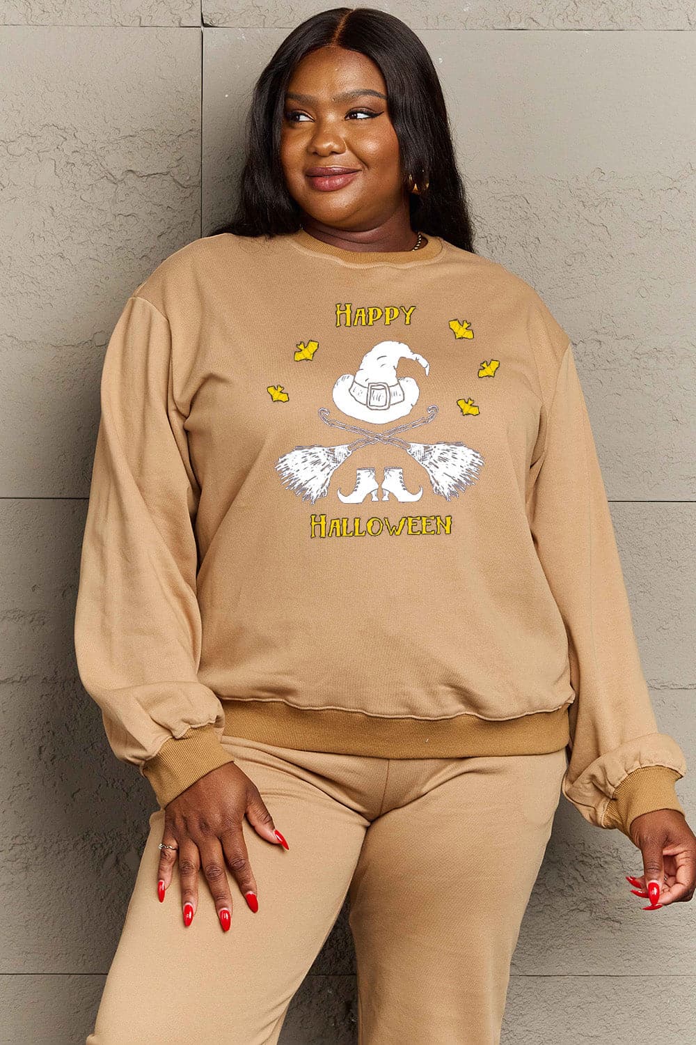 Simply Love Full Size HAPPY HALLOWEEN Graphic Sweatshirt.