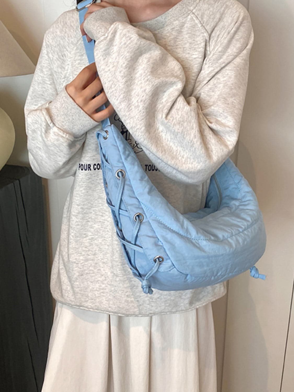 Large polyester crossbody bag