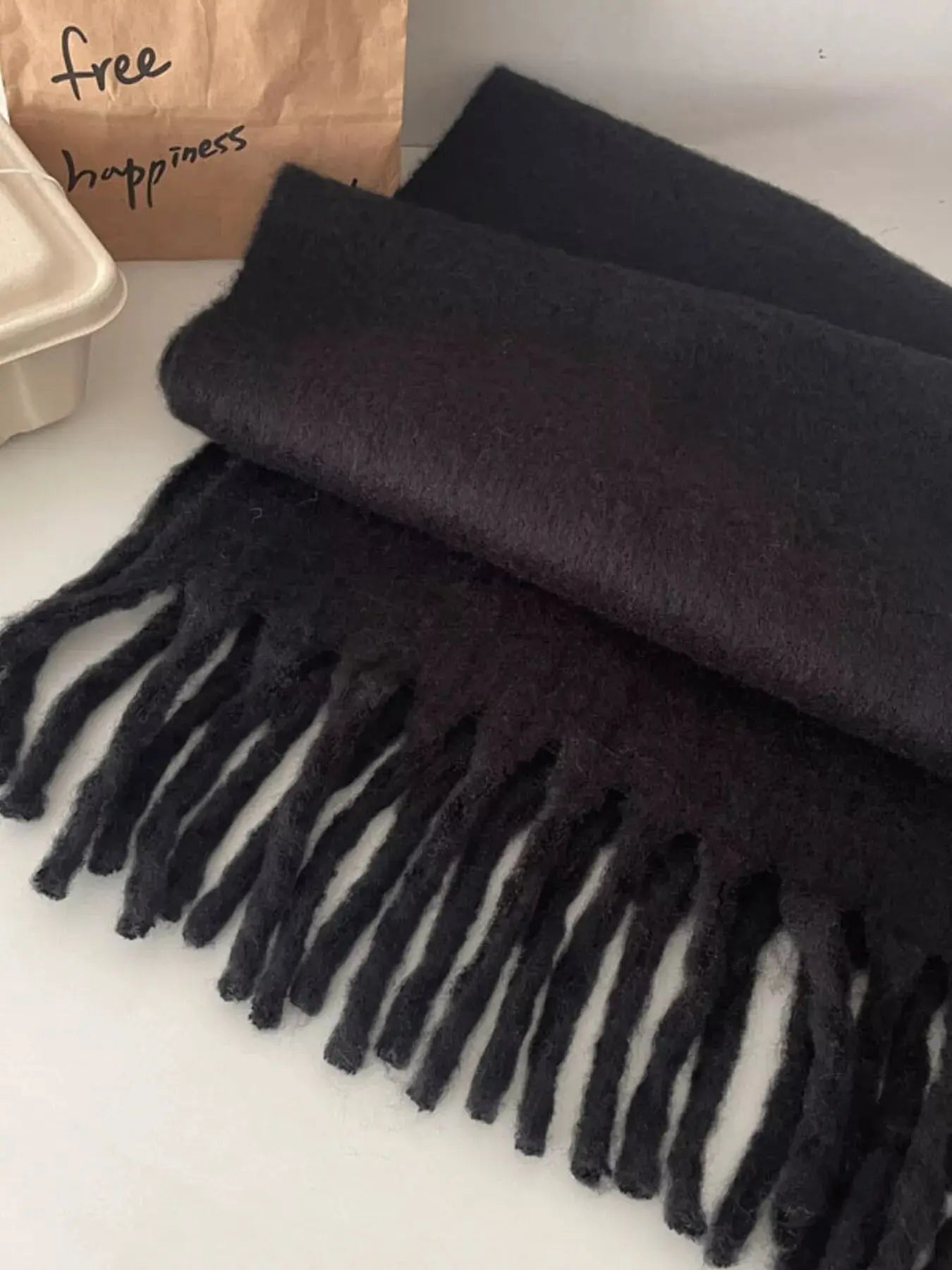 Solid Color Fringe Scarf Simply Love
