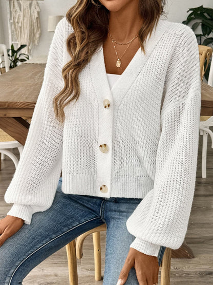 Chic V-neck long sleeve cardigan