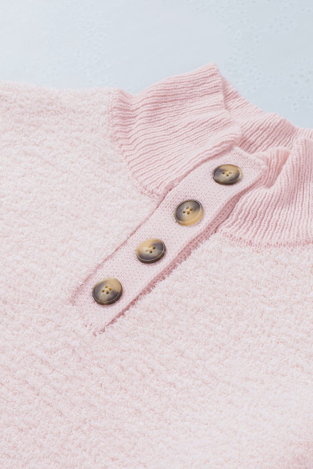 Mock Neck Quarter Button Sweater.