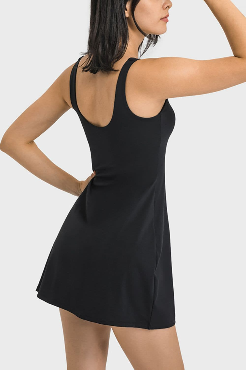 Square Neck Sports Tank Dress with Full Coverage Bottoms.