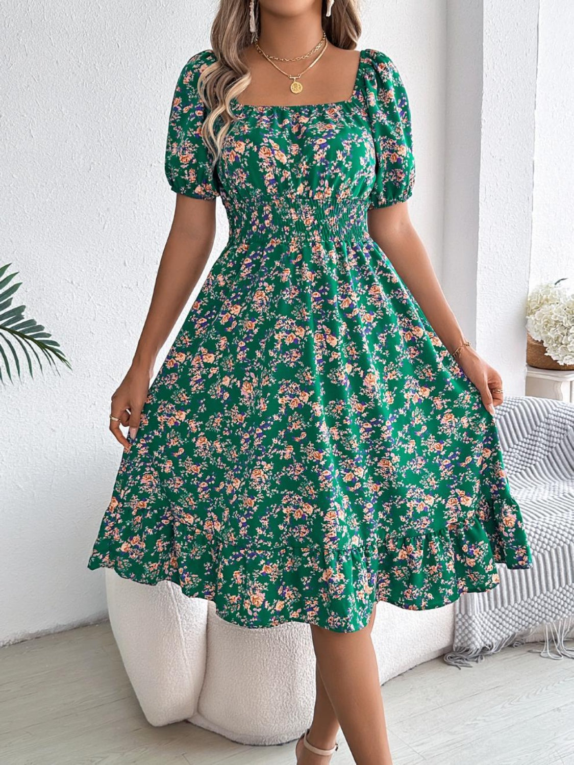 Bloom Babe Smocked Midi Dress Coco’s Tee Boutique