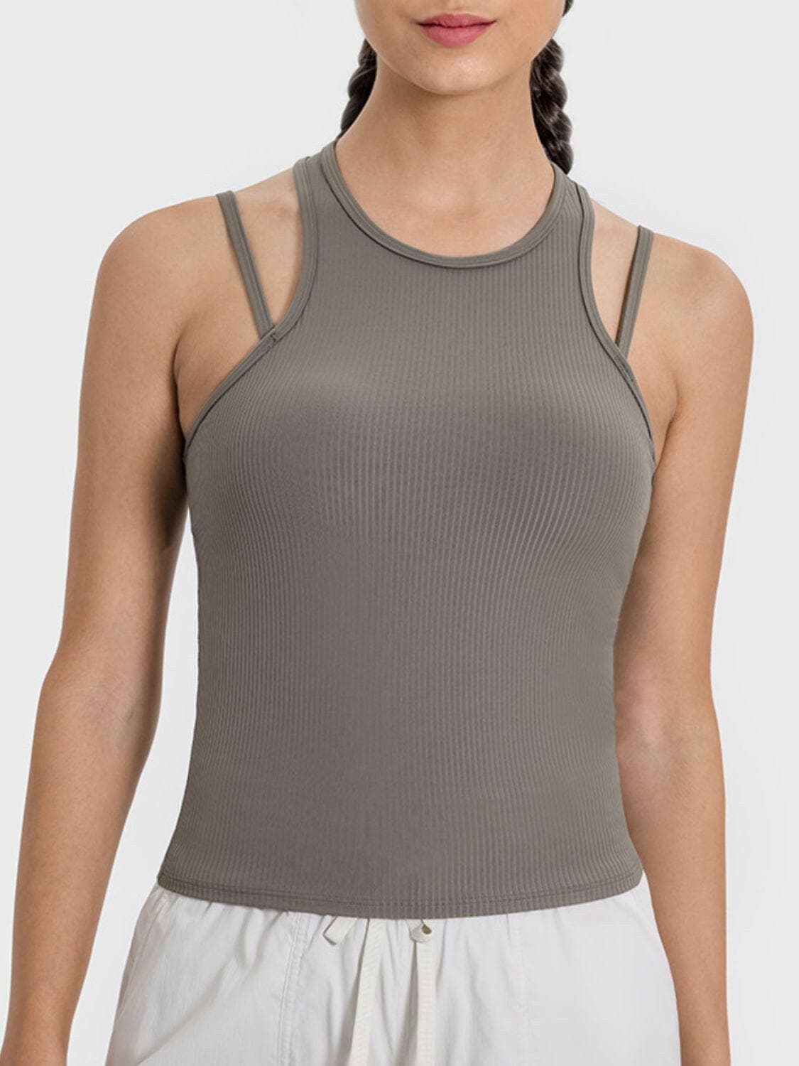 Cutout Round Neck Racerback Active Tank.