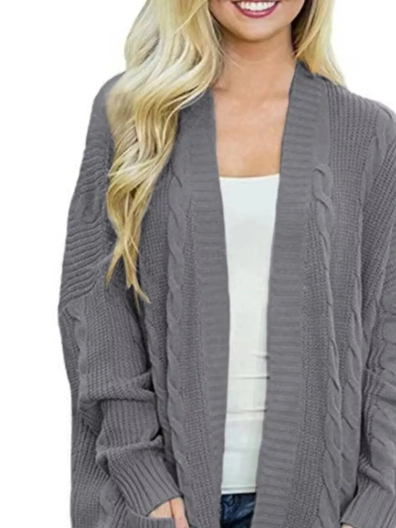 Full Size Chunky Knit Open Front Cardigan Plus Size Simply Love