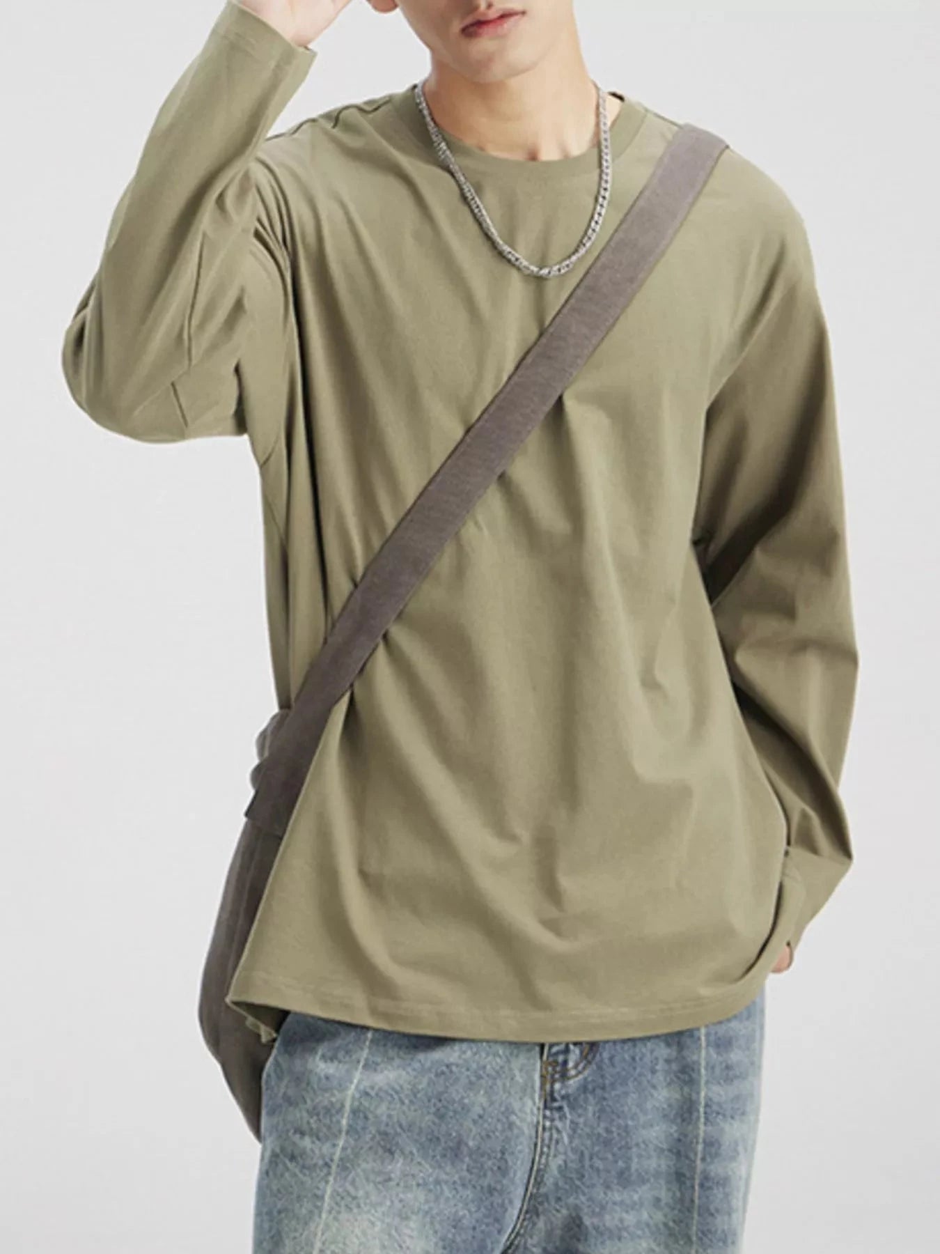 Men's Plus Size Solid Color Casual Long Sleeve T-Shirt Simply Love