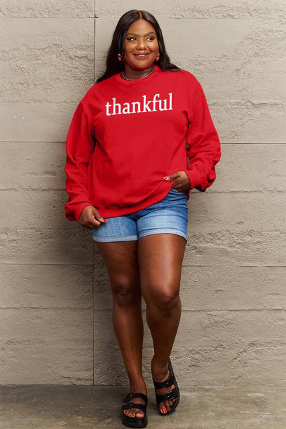 Simply Love Full Size THANKFUL Graphic Sweatshirt.