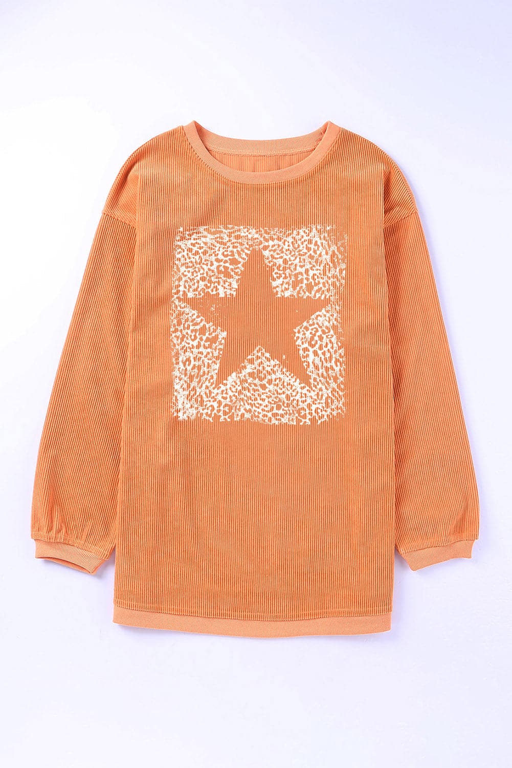 Star Round Neck Long Sleeve Oversize Sweatshirt.