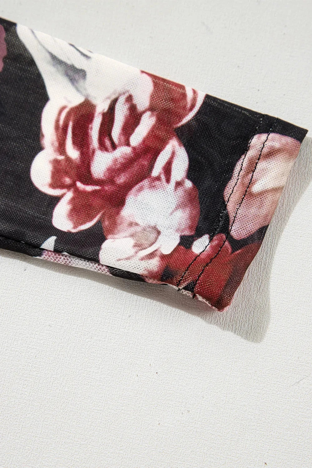 Floral Mock Neck Long Sleeve Mesh Top Sheer Floral Print With Slight Stretch For Evening Wear Coco’s Tee Boutique