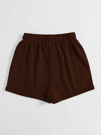 Drawstring Pocketed Elastic Waist Shorts.