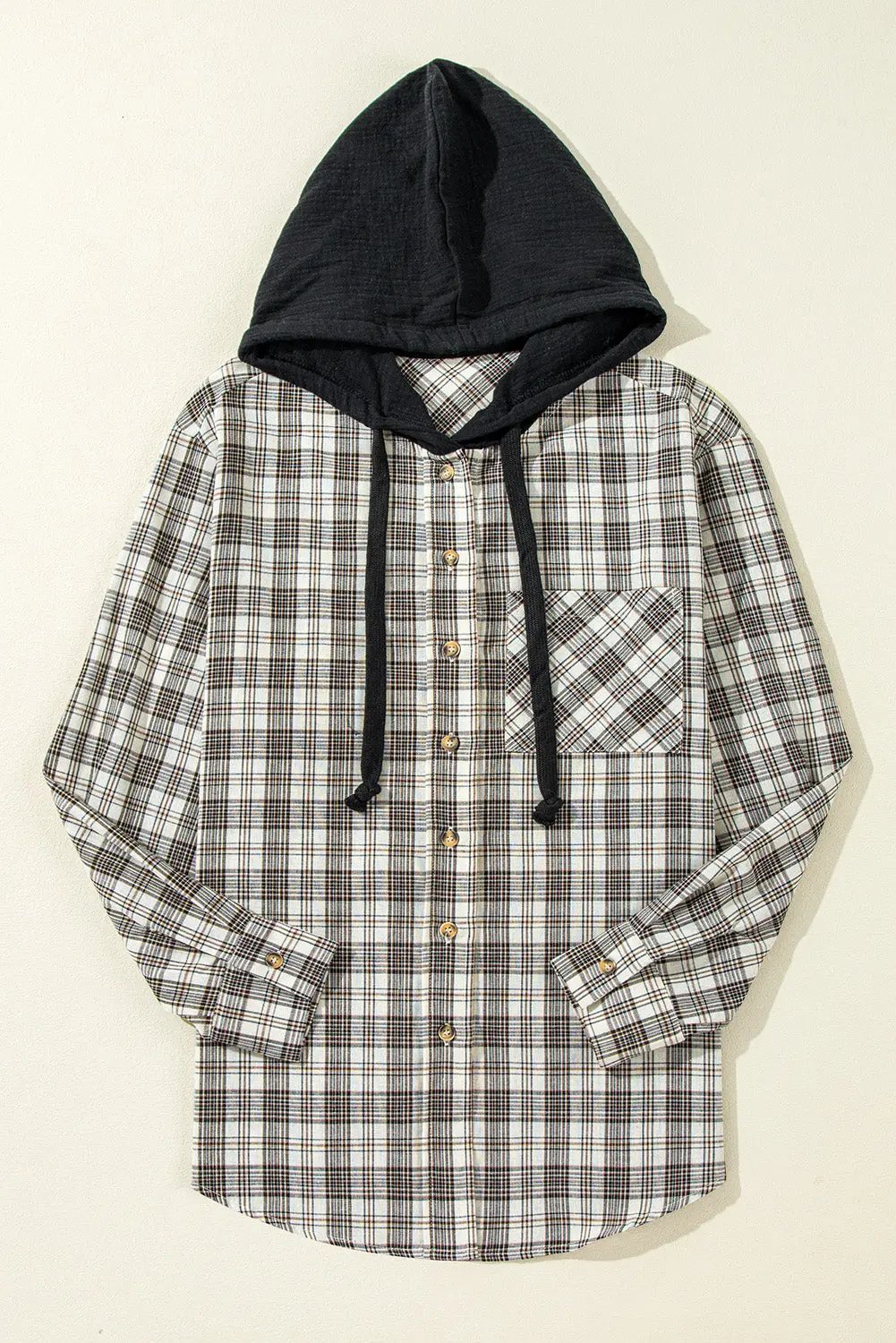 Ariella Checkered Loose Fit Buttoned Hooded Shacket - Love Salve 