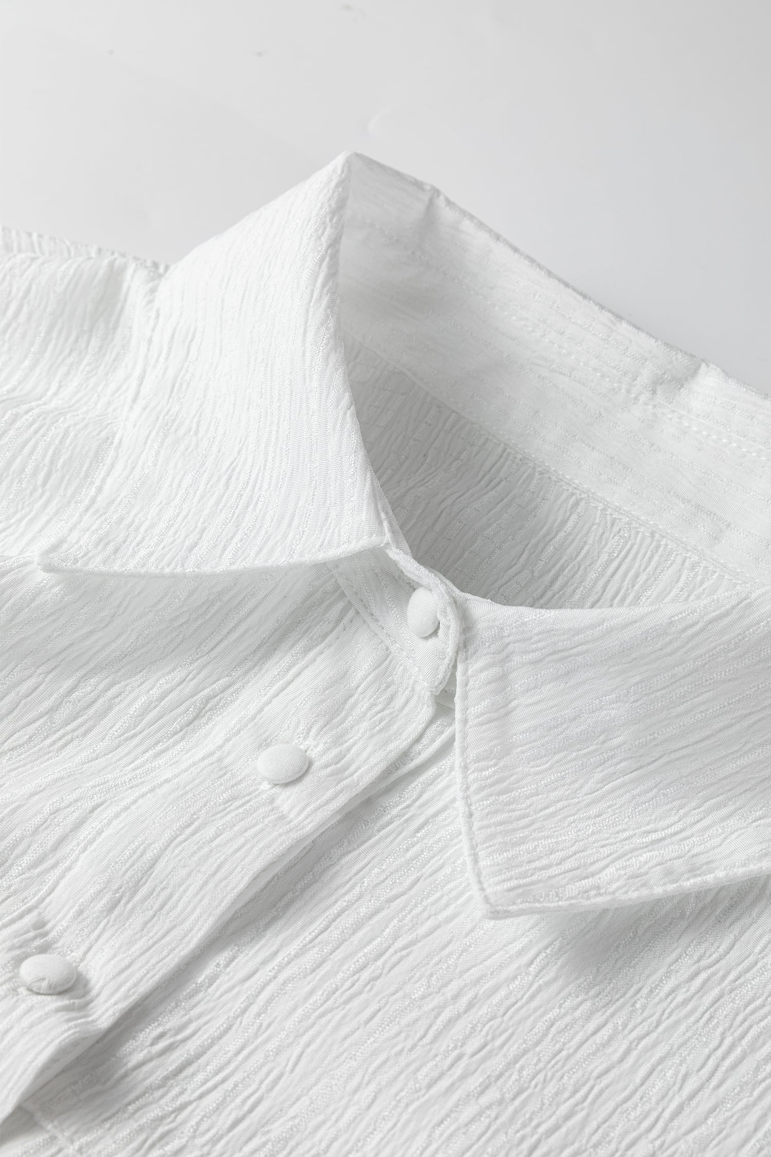 White Crinkled Texture Lantern Sleeve Button Down Loose Shirt Dear-Lover Dropshipping