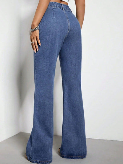 High Waist Bootcut Jeans with Pockets.