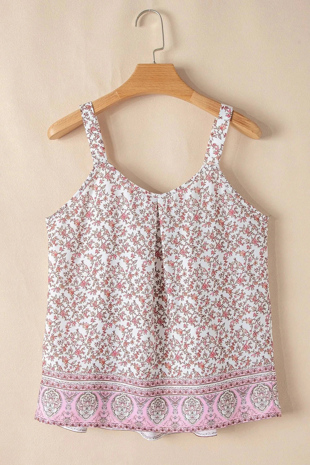 Floral Pleated Detail Scoop Neck Tank Simply Love