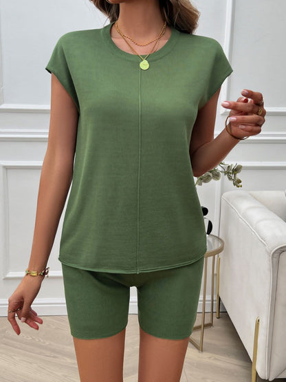 Chic cap sleeve top and shorts loungewear set