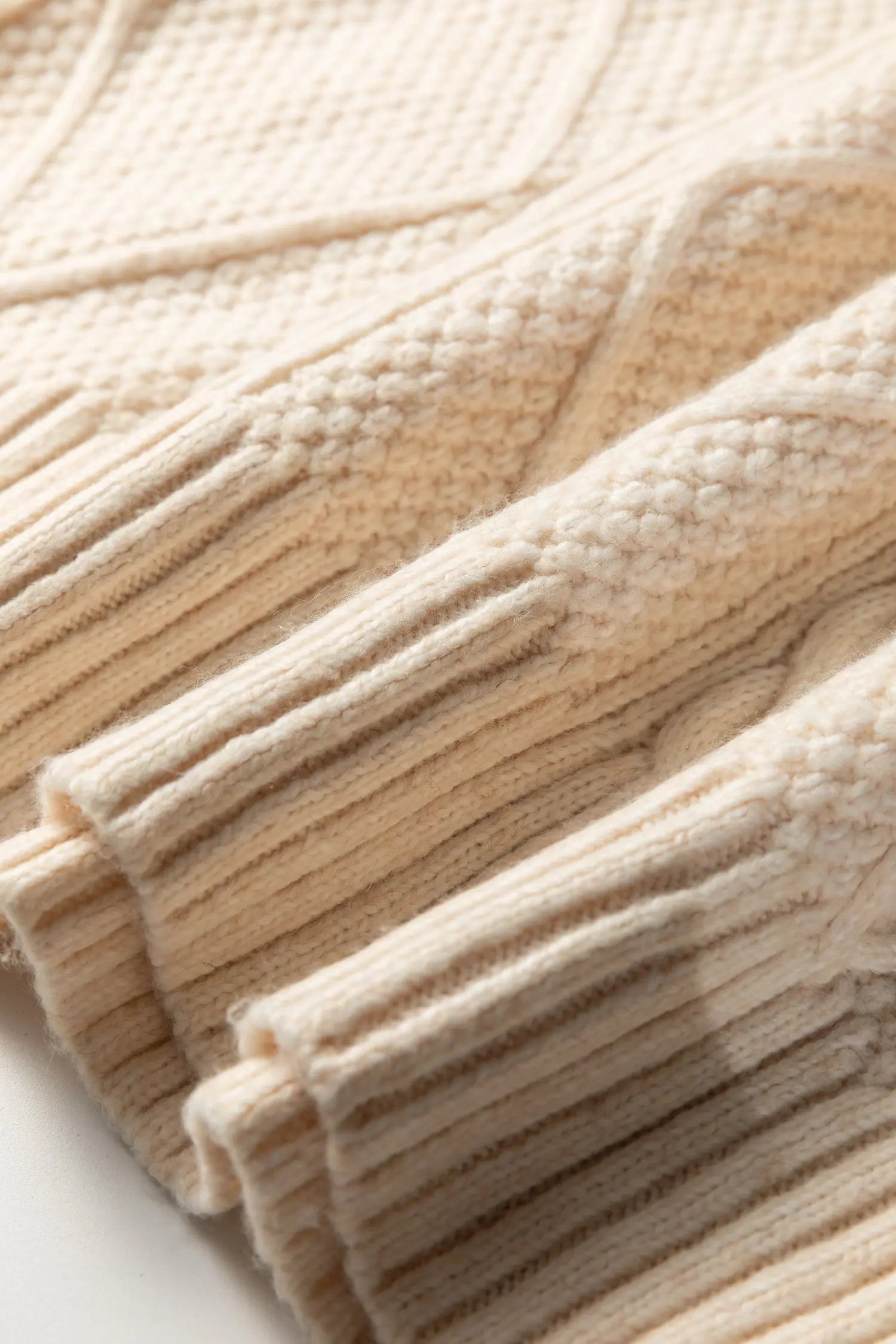 Oatmeal Cable Knit Drop Shoulder Loose Fit Sweater Dress Dear-Lover Dropshipping