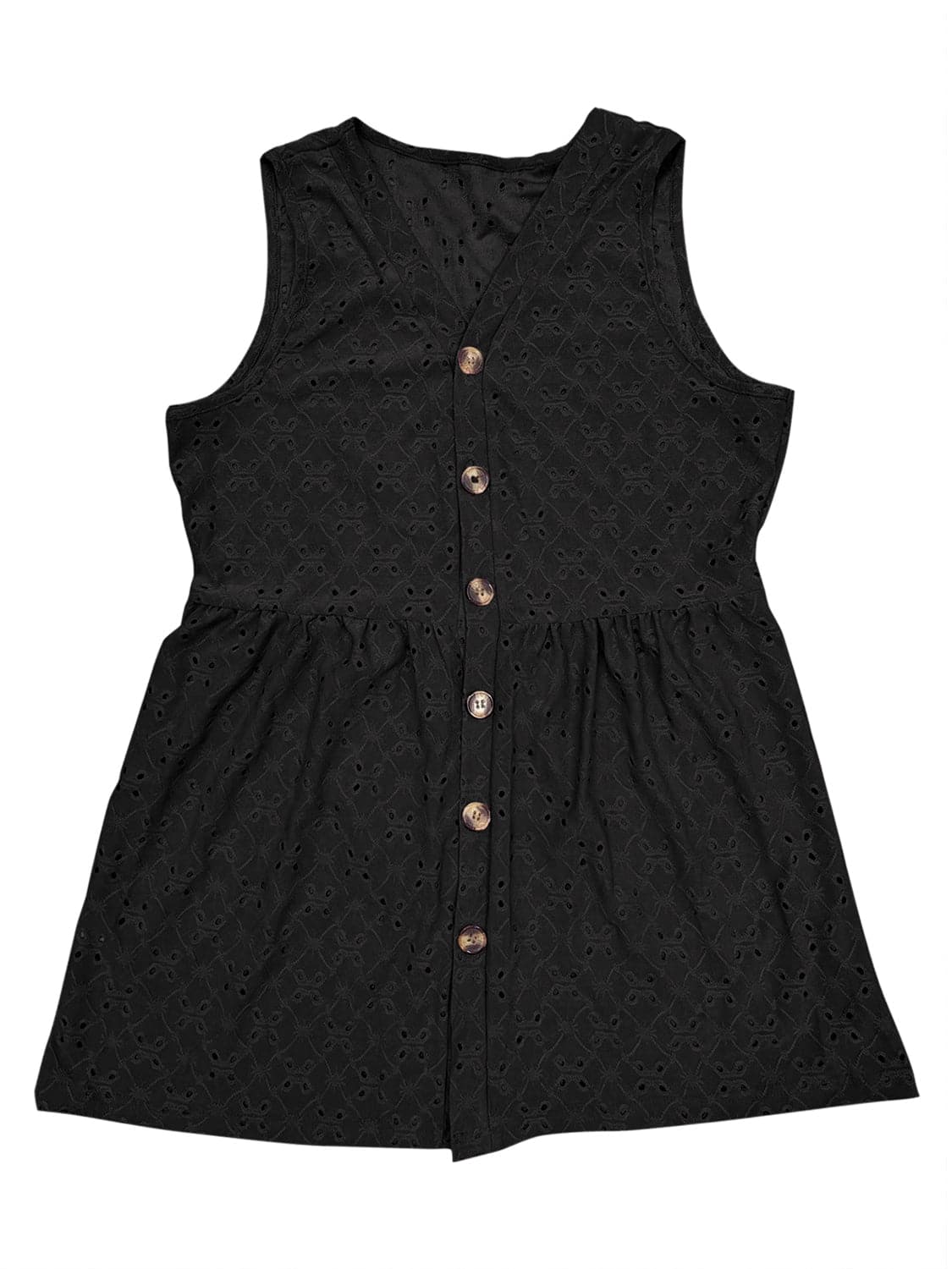 Full Size Eyelet Button Up V-Neck Tank.