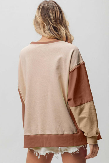 BiBi Washed Color Block Sweatshirt.