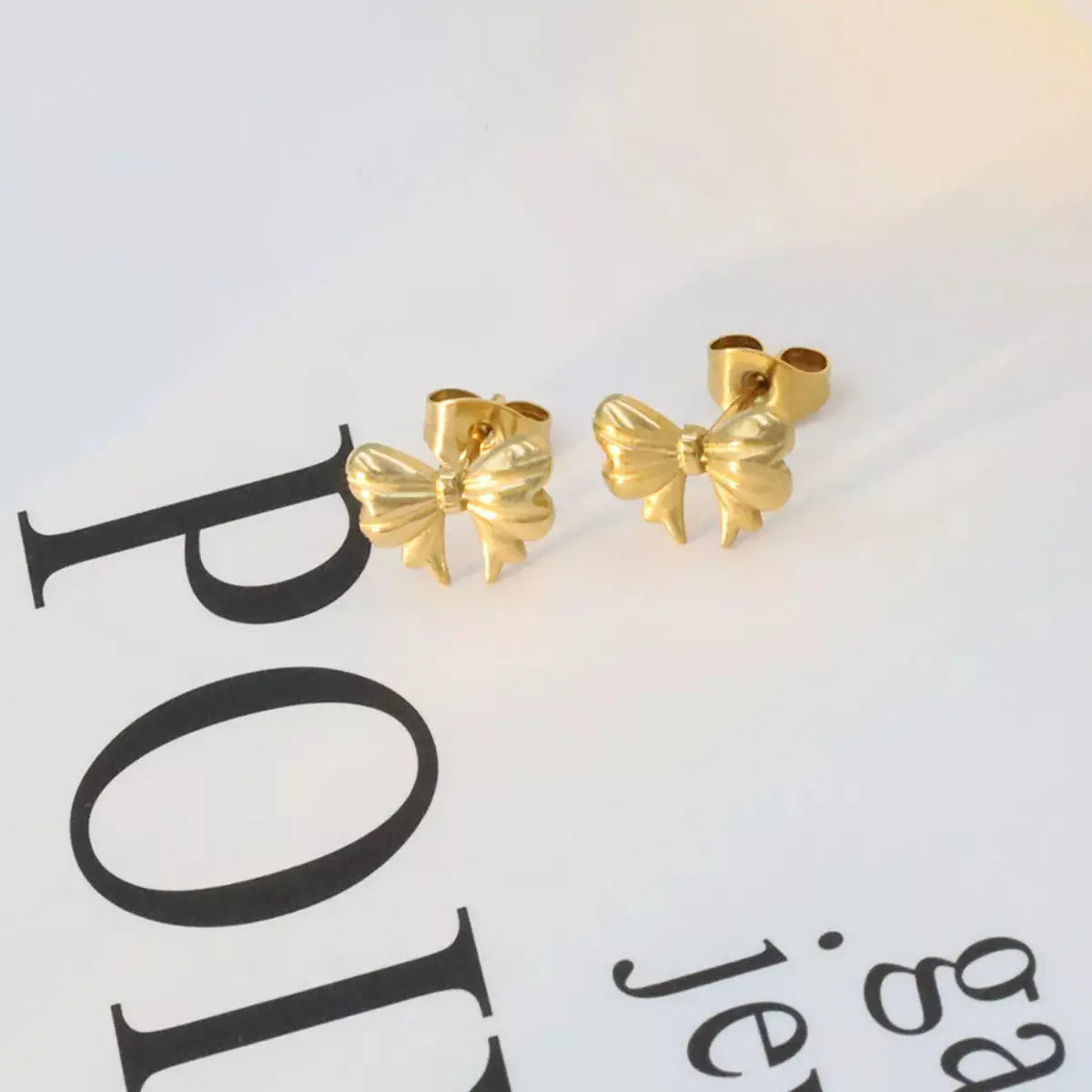 18K Gold-Plated Bow Earrings Simply Love