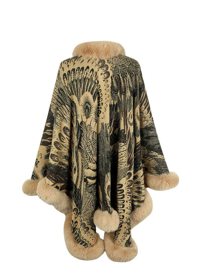 Printed Open Front Poncho.