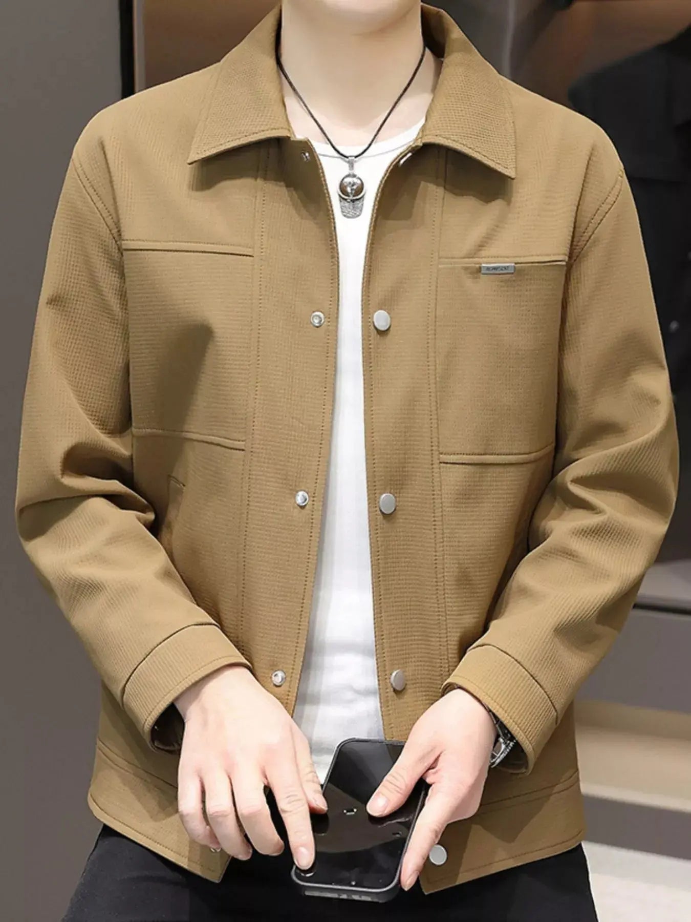 Men's Plus Size Snap Down Long Sleeve Jacket Simply Love