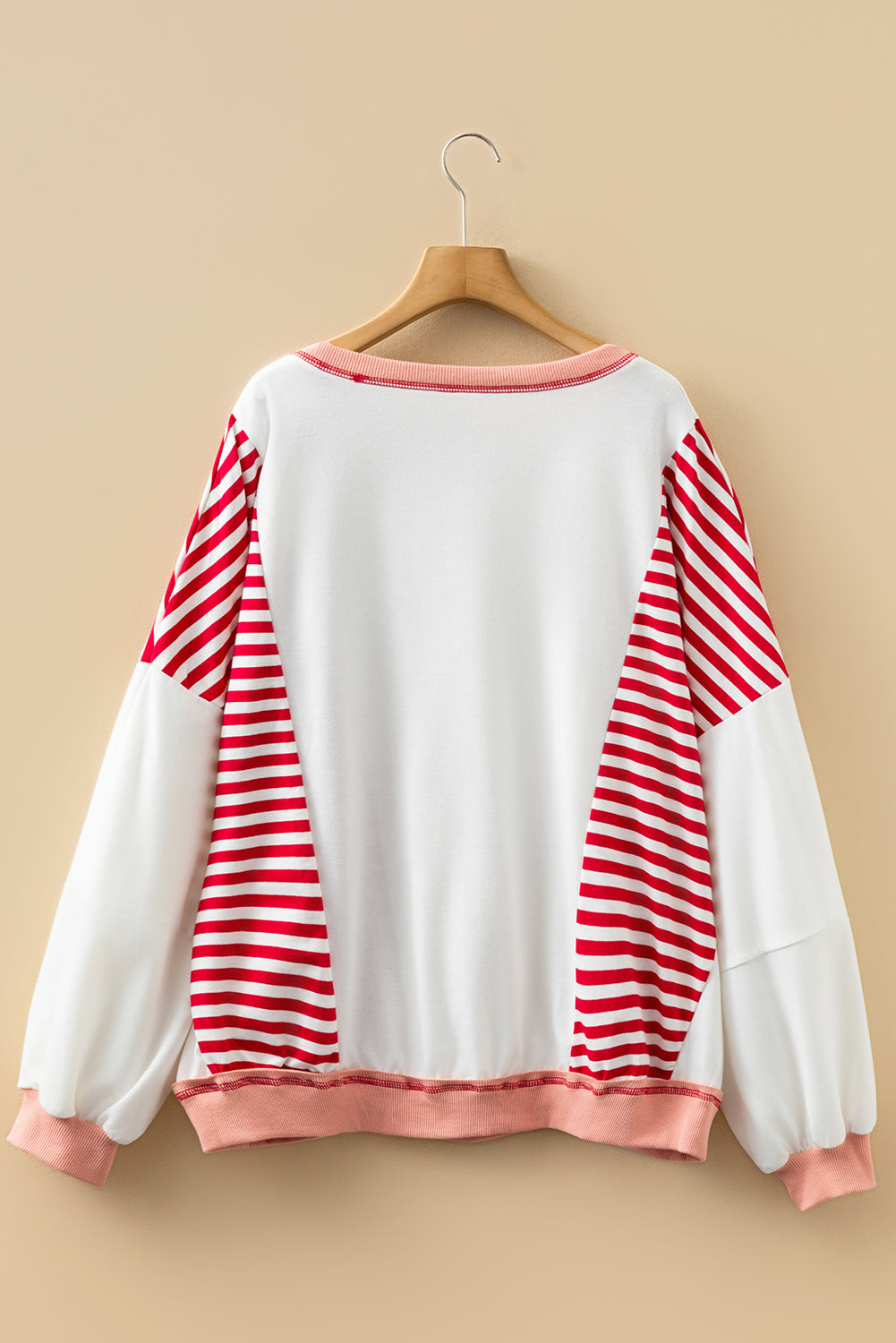 Red Stripe Patchwork Color Block Plus Size Sweatshirt Dear-Lover Dropshipping