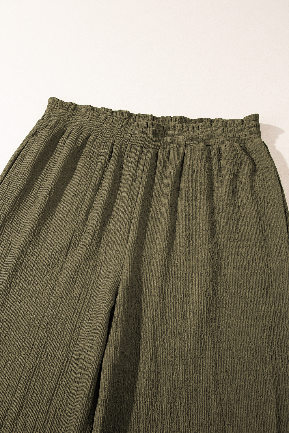 Jungle green plus size wide-leg pants