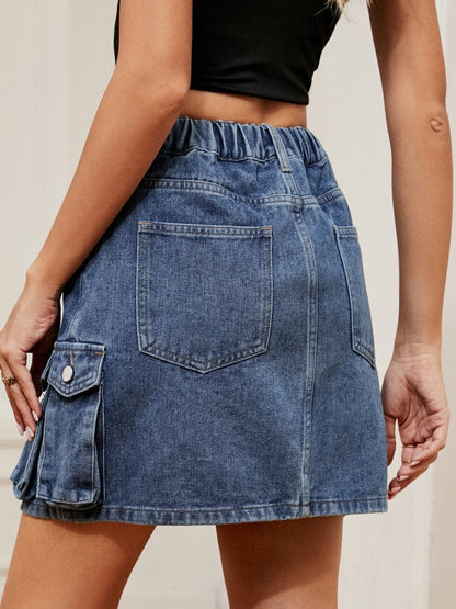 High Waist Denim Skirt.