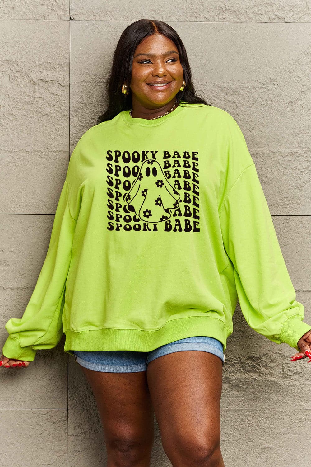 Simply Love Full Size SPOOKY BABE Graphic Sweatshirt.