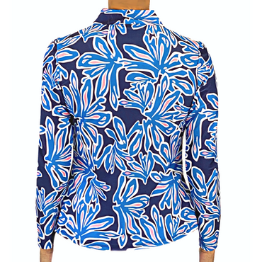 Anna Maria Pullover Quarter Zip Beach Palm Navy Pink by K...