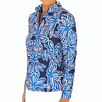 Anna Maria Pullover Quarter Zip Beach Palm Navy Pink by K...