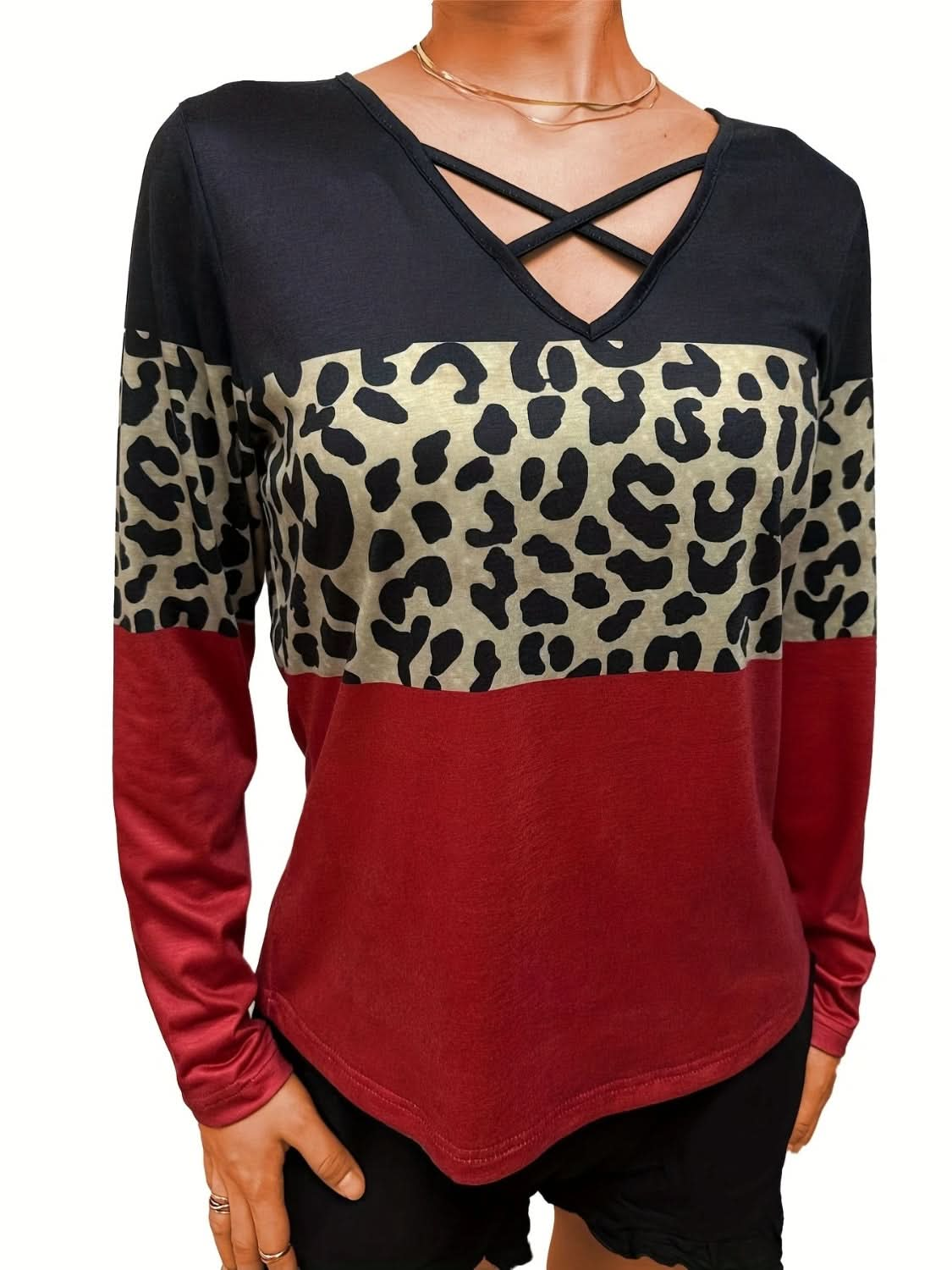 Color block long sleeve tee