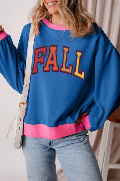 Chic letter print contrast long sleeve sweatshirt