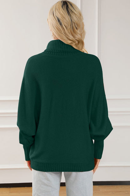 Merry Letter Embroidered High Neck Sweater.