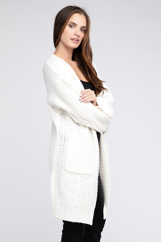 Twist knitted cardigan with pockets