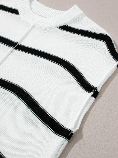 Striped Batwing Sleeve Knit Top