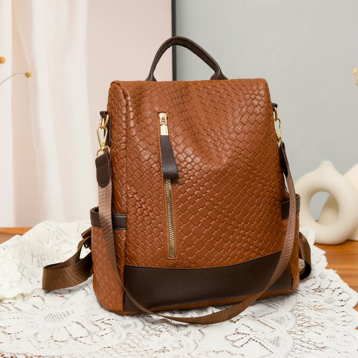 Stylish PU leather large backpack for everyday adventures