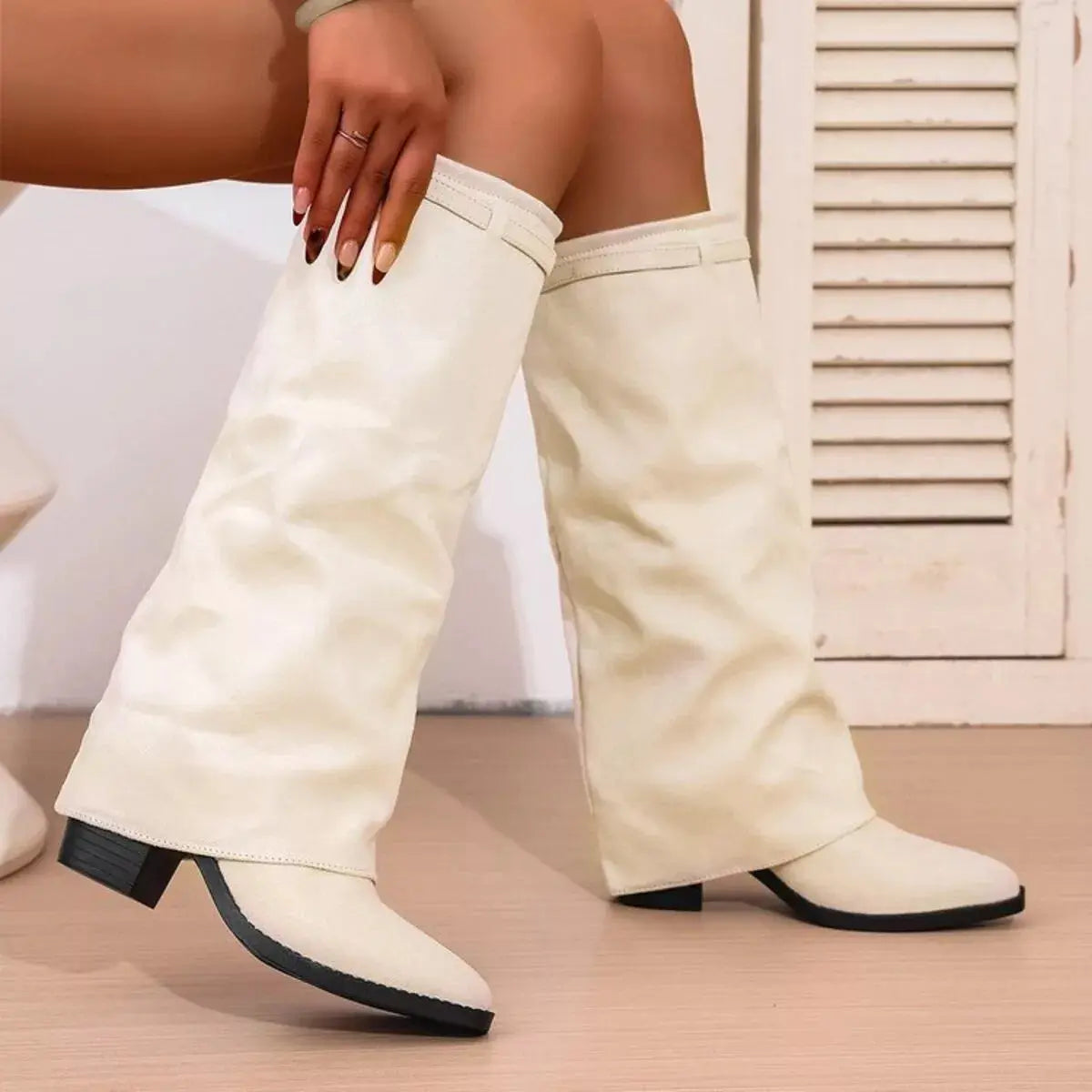 Point Toe Block Heels Boots Simply Love