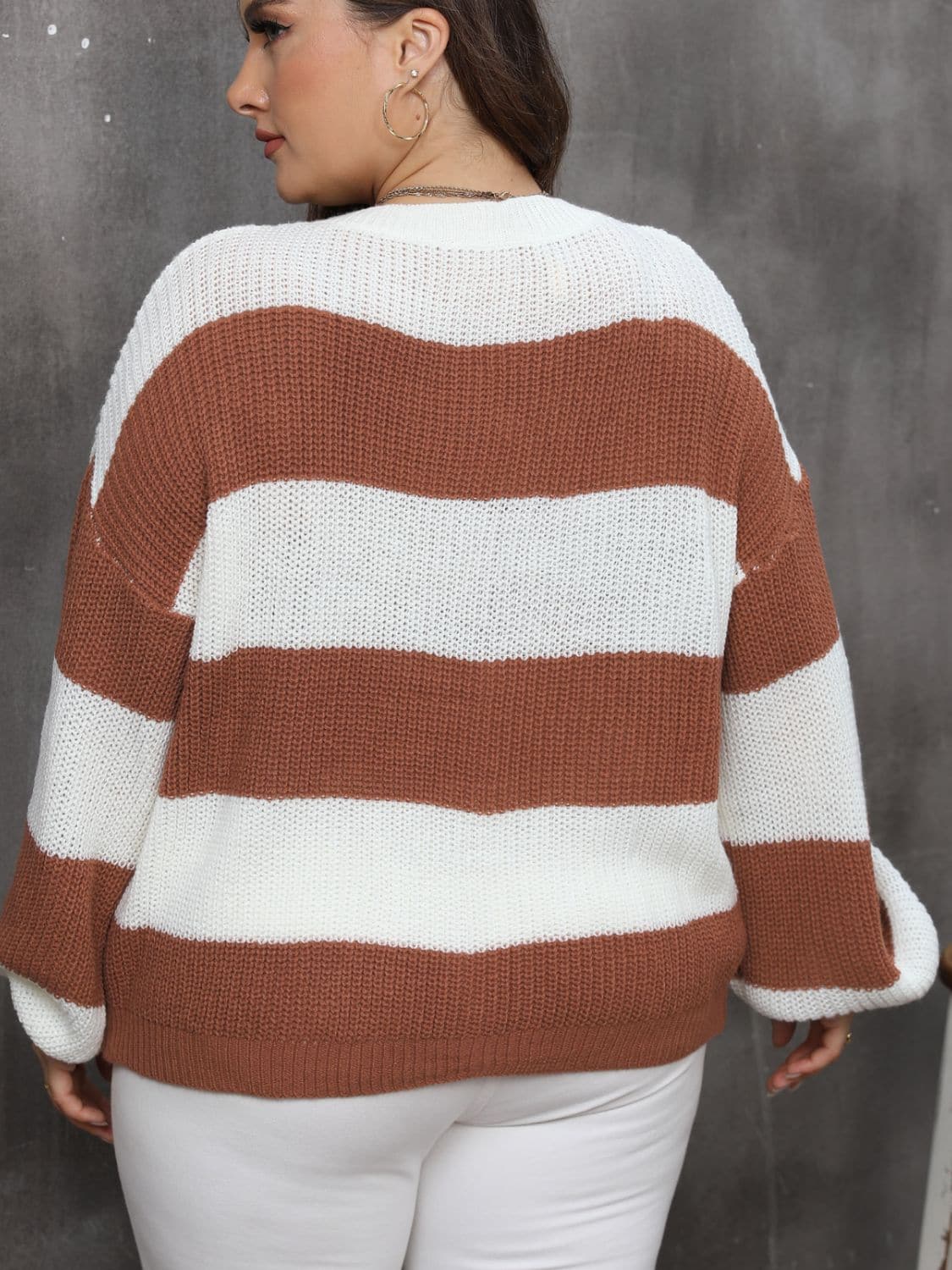 Chic plus size striped sweater