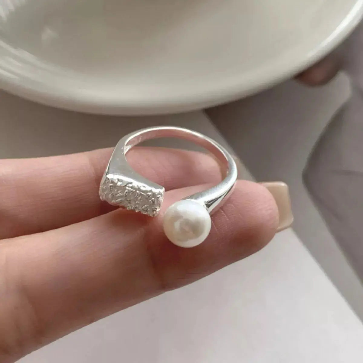 Pearl 925 Sterling Silver Open Ring Simply Love