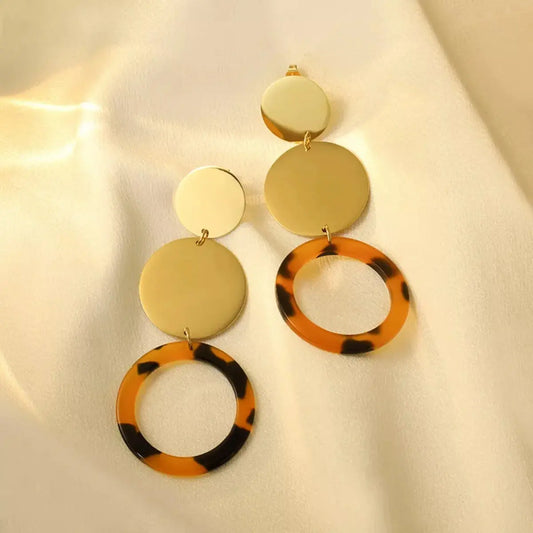 18K Gold-Plated Geometric Circle Dangle Earrings Simply Love