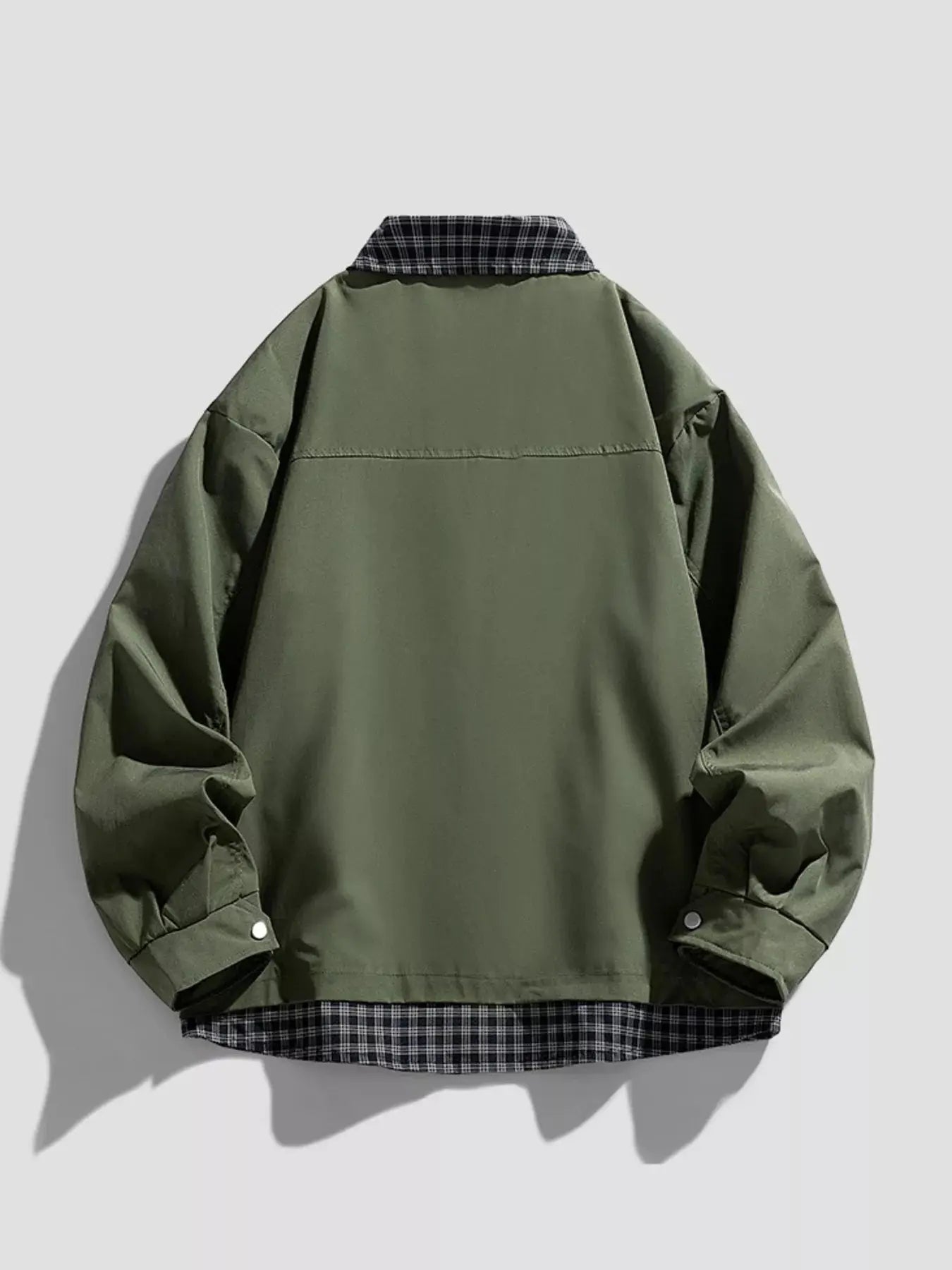 Men's Plus Size Plaid Trim Snap Down Casual Jacket Simply Love