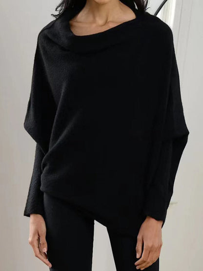 Full Size Boat Neck Batwing Sleeve Knit Top.