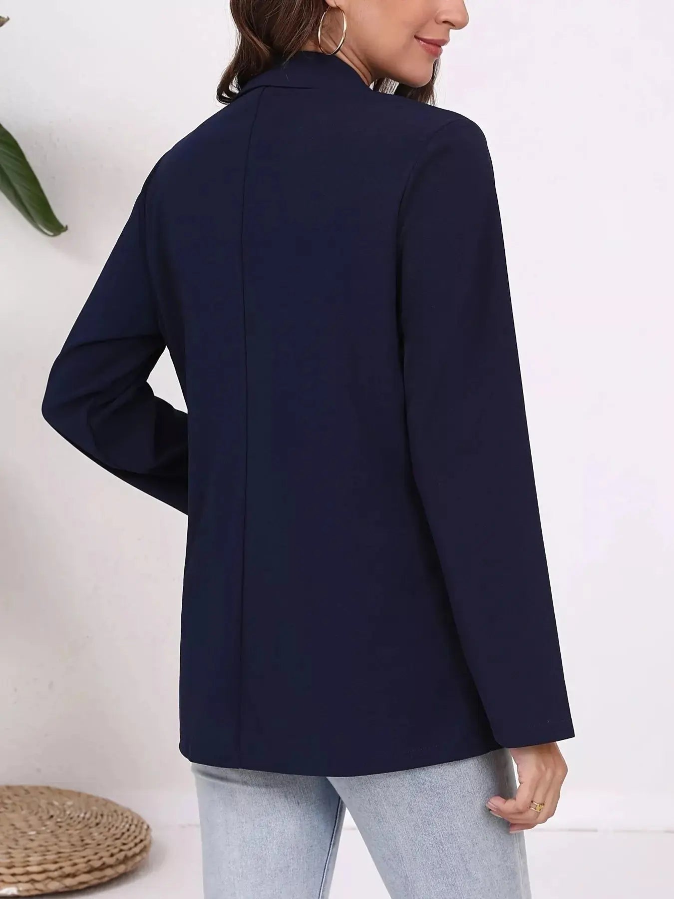 Plus Size Lapel Collar Single-Button Blazer Simply Love