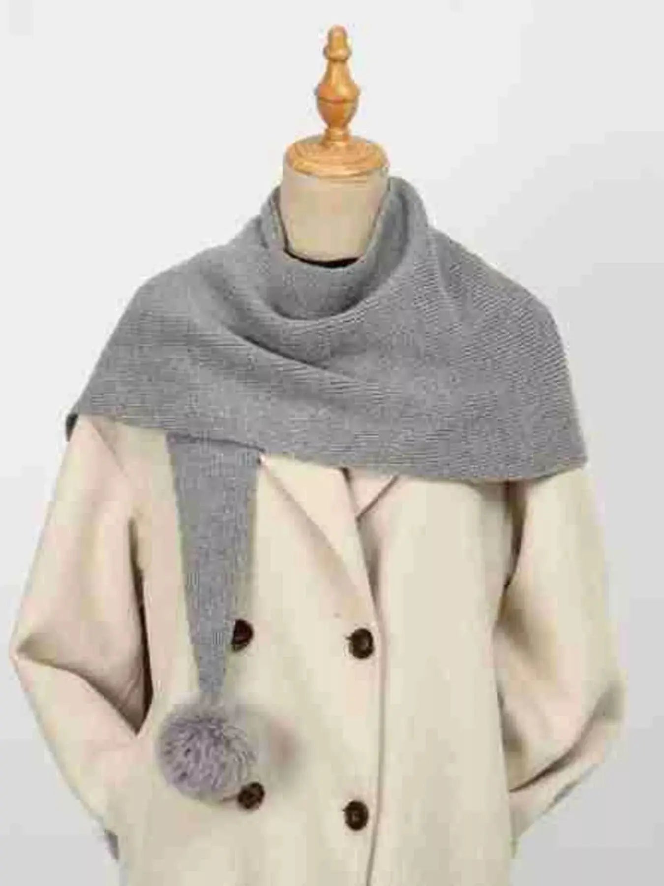 Solid Color Pom-Pom Scarf Simply Love