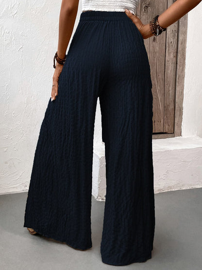 Tied Slit Wide Leg Pants.