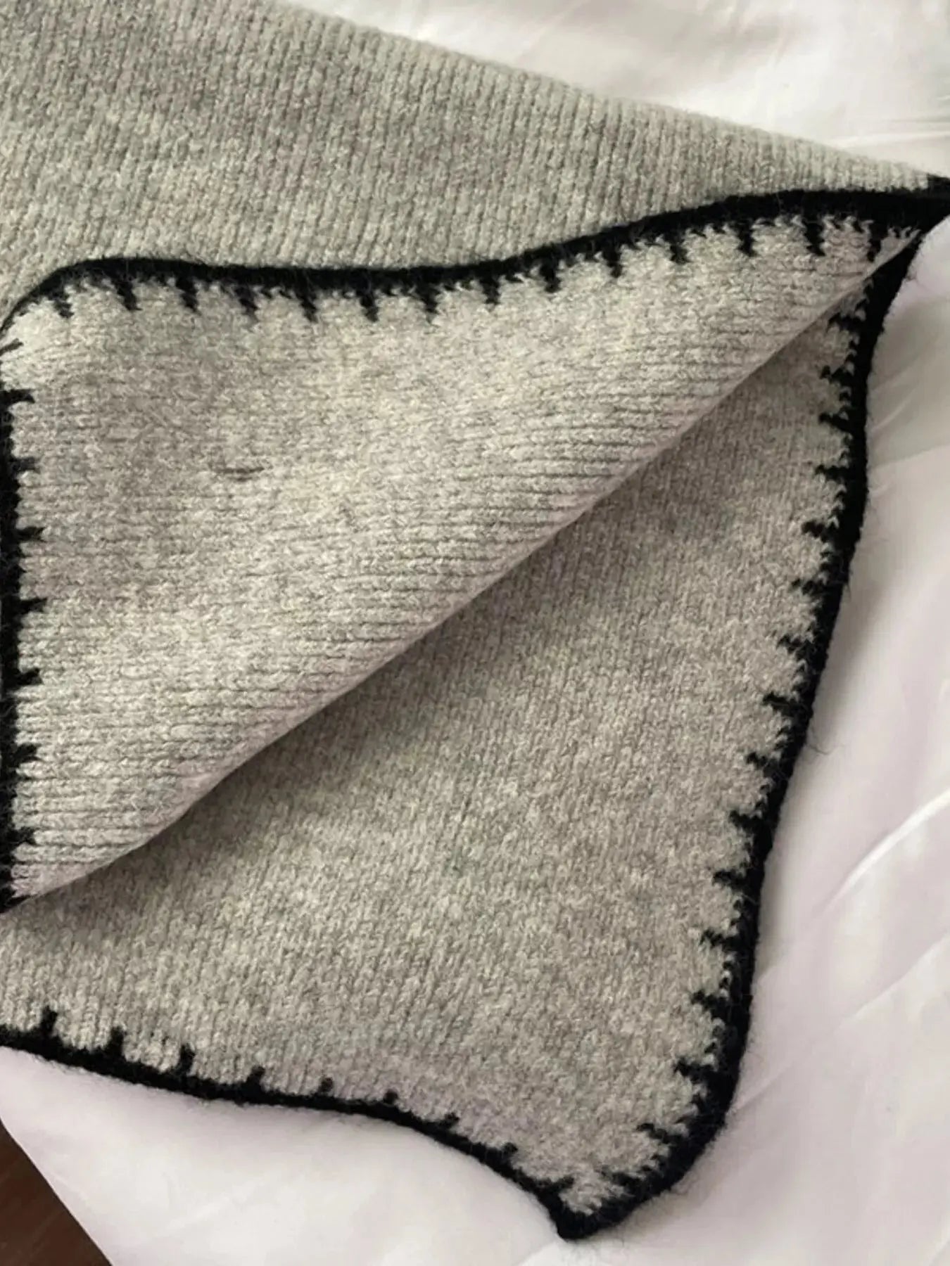 Contrast Trim Knit Scarf Simply Love