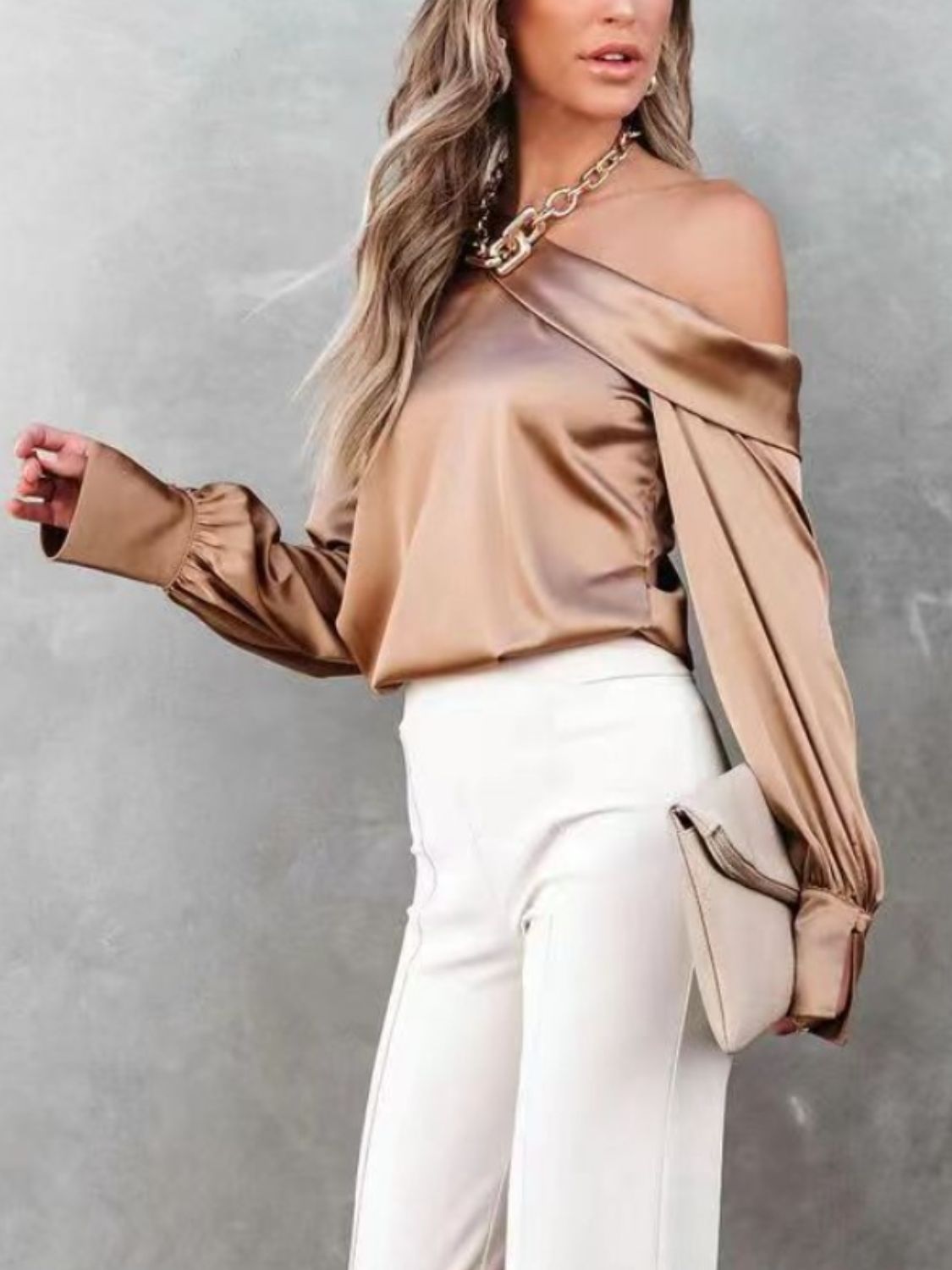 Chic asymmetrical long sleeve top