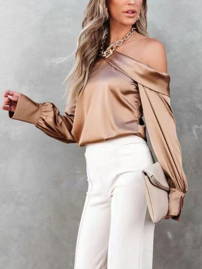 Chic asymmetrical long sleeve top